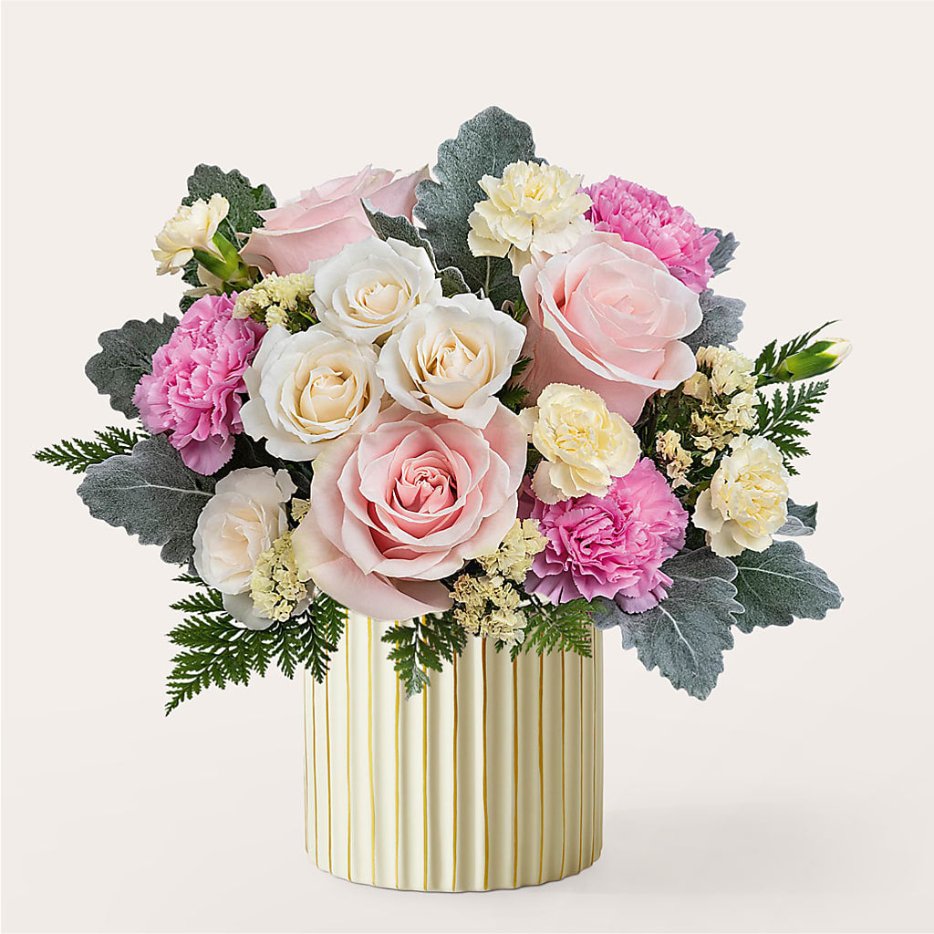 Blissful Moments Bouquet with Ivory Vase – BECCA'S BLING AND BLOOMS, Millington TN