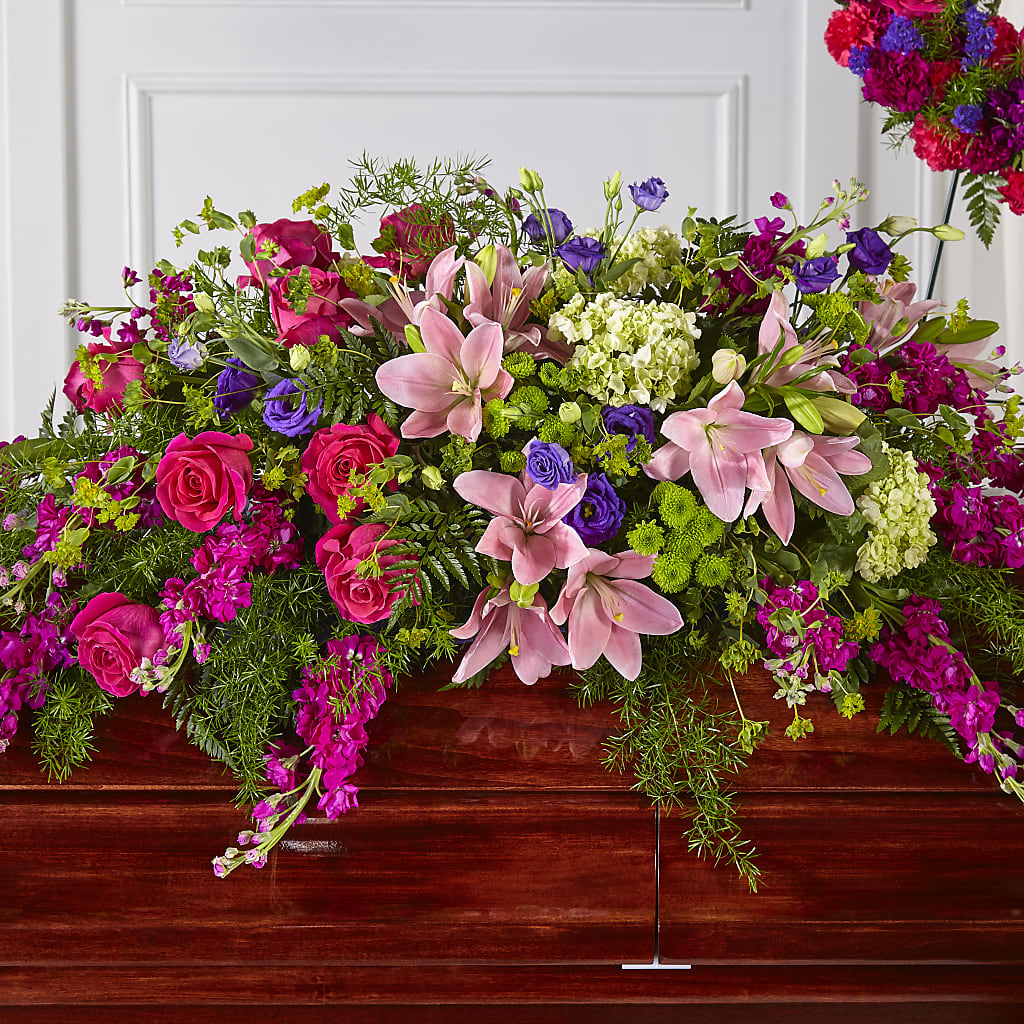 Radiant Tribute Casket Spray – BECCA'S BLING AND BLOOMS, Millington TN