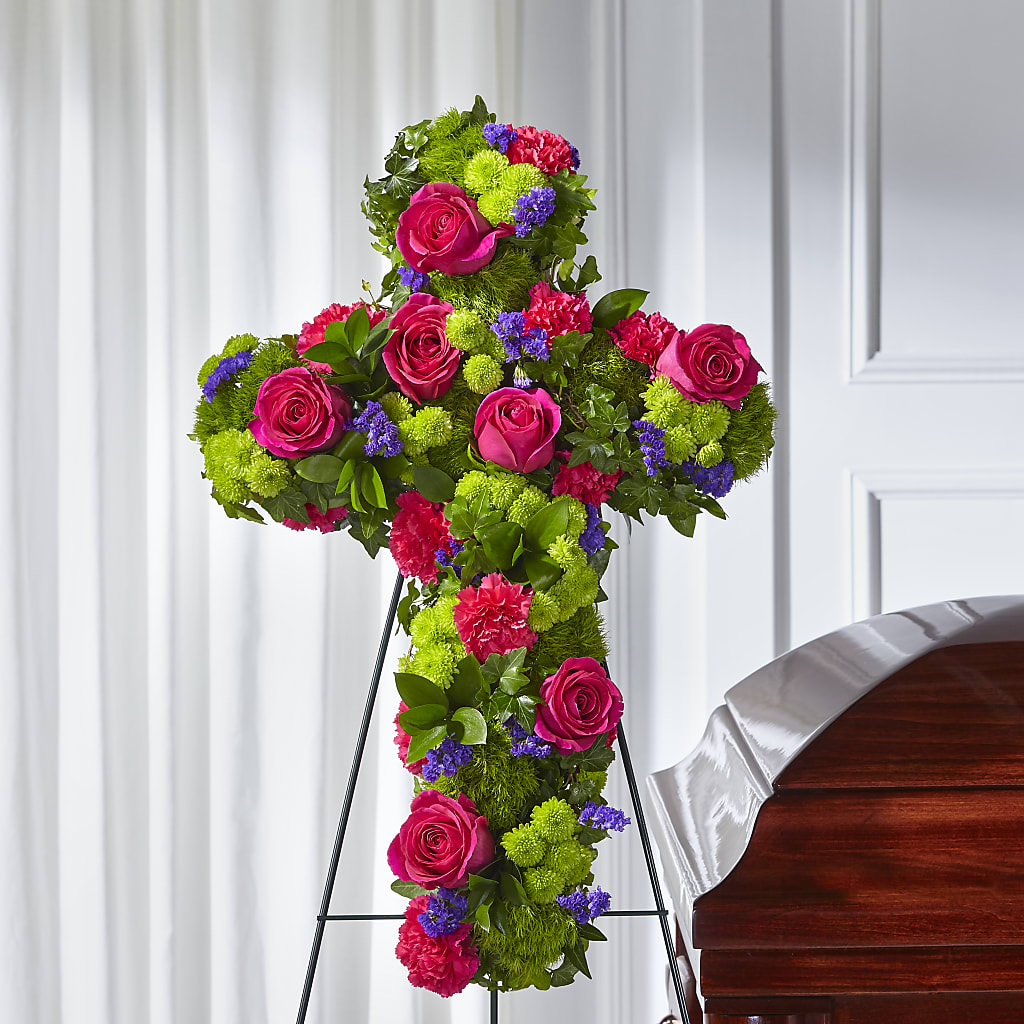 Tribute Rose Floral Cross – BECCA'S BLING AND BLOOMS, Millington TN
