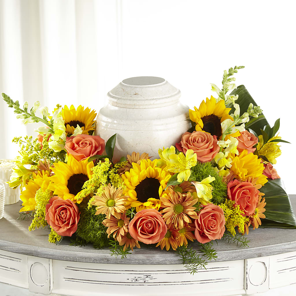 Faithful Sunflower Cremation Adornment – BECCA'S BLING AND BLOOMS, Millington TN