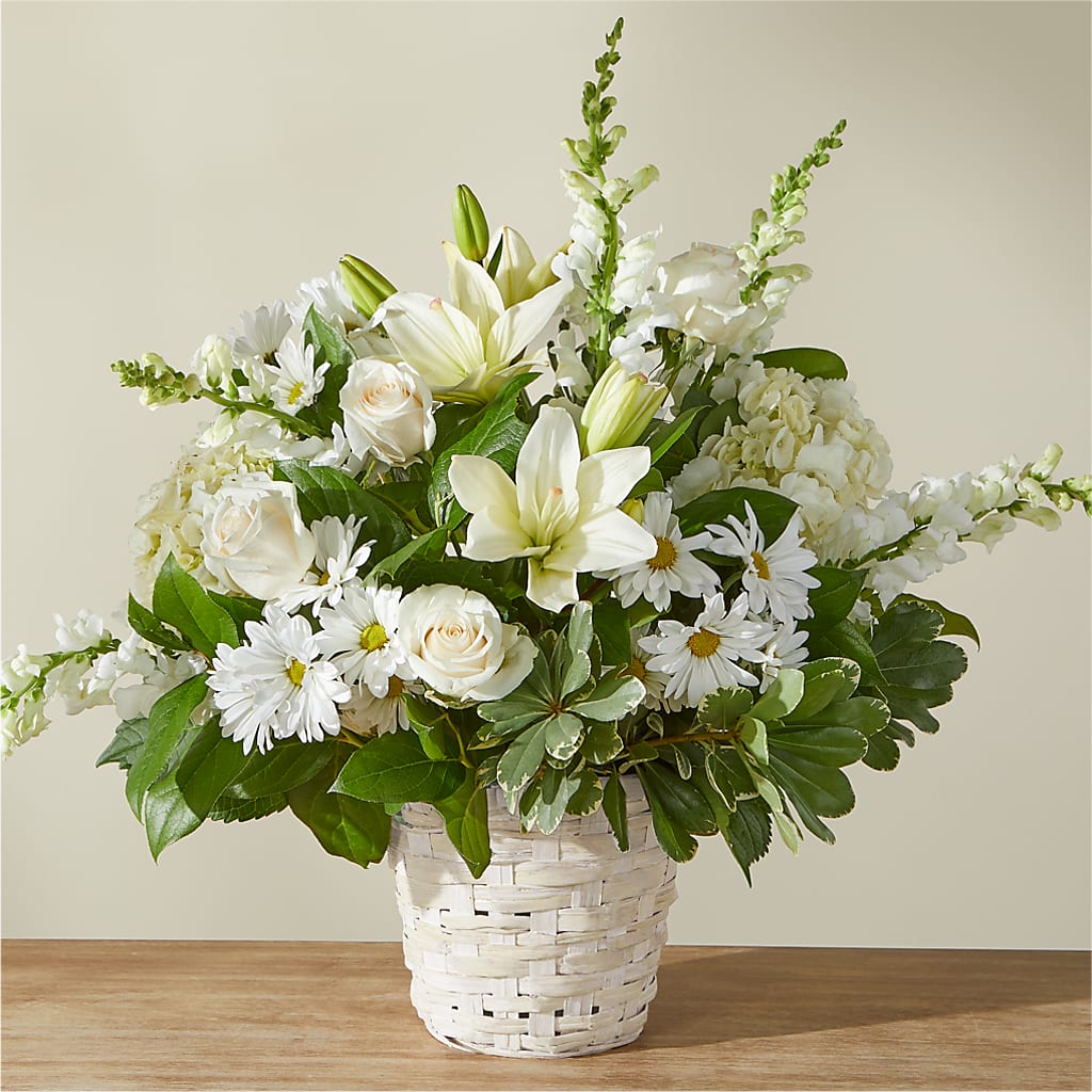 Ivory Elegance Floral Basket – BECCA'S BLING AND BLOOMS, Millington TN