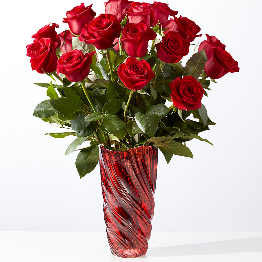 Classic Love Red Rose Bouquet with Luxe Swirl Vase – BECCA'S BLING AND BLOOMS, Millington TN