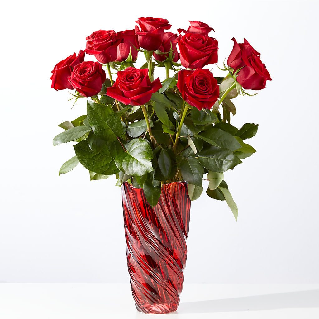 Classic Love Red Rose Bouquet with Luxe Swirl Vase – BECCA'S BLING AND BLOOMS, Millington TN
