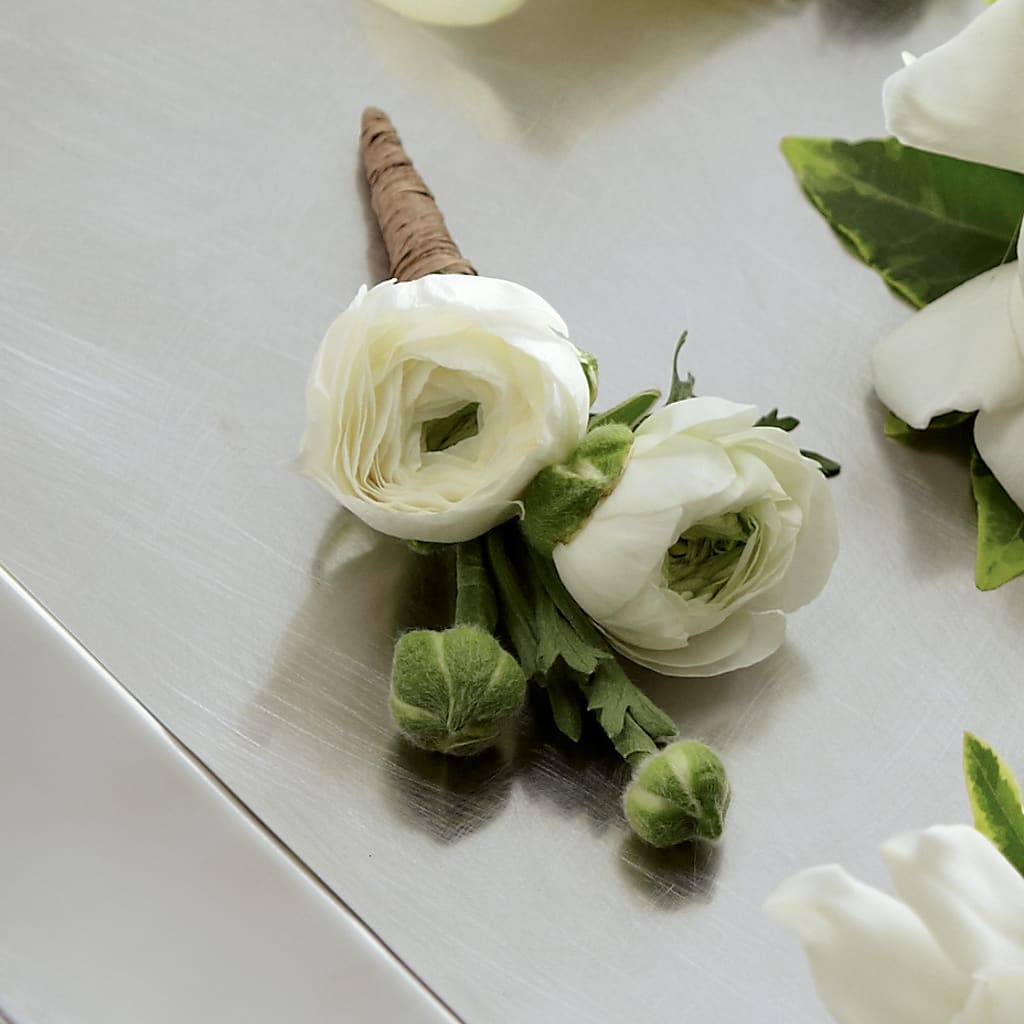 White Ranunculus Boutonniere – BECCA'S BLING AND BLOOMS, Millington TN