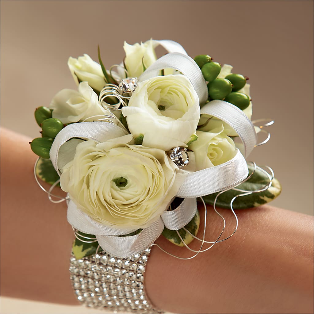 White Wedding Corsage – BECCA'S BLING AND BLOOMS, Millington TN