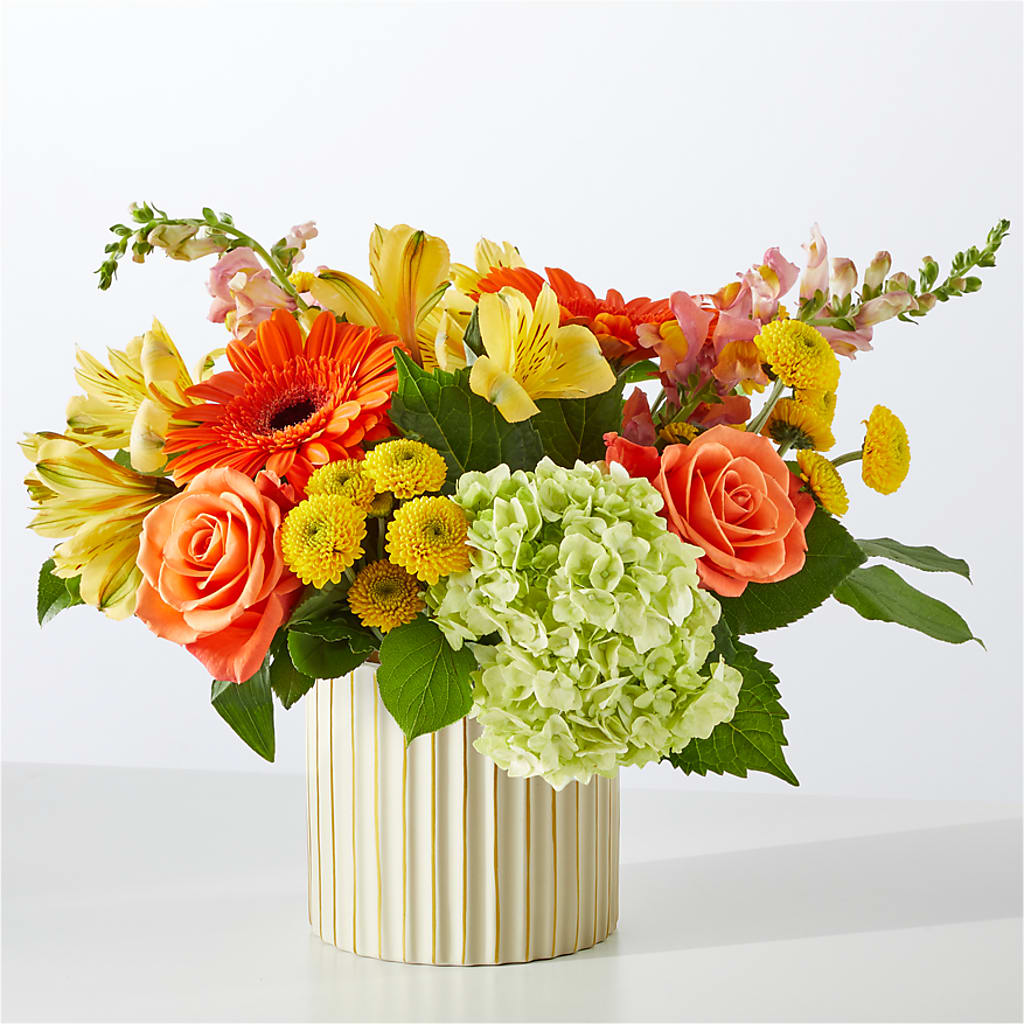 Autumn Sunshine Bouquet with Ivory Vase – BECCA'S BLING AND BLOOMS, Millington TN