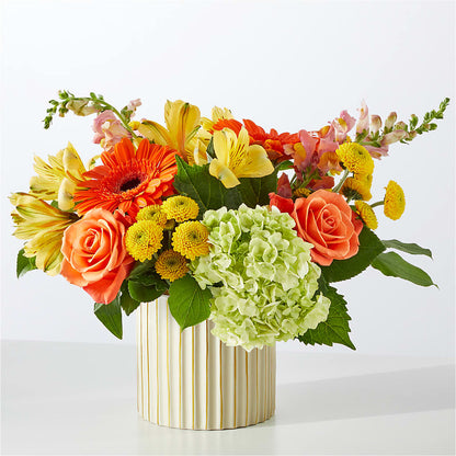 Autumn Sunshine Bouquet with Ivory Vase – BECCA'S BLING AND BLOOMS, Millington TN