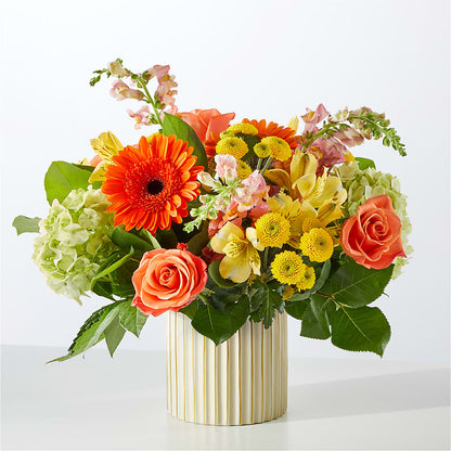 Autumn Sunshine Bouquet with Ivory Vase – BECCA'S BLING AND BLOOMS, Millington TN