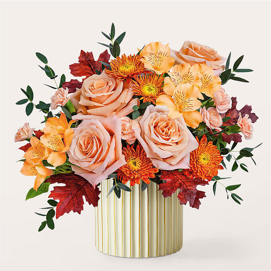 Spiced Latte Bouquet with Ivory Vase – BECCA'S BLING AND BLOOMS, Millington TN