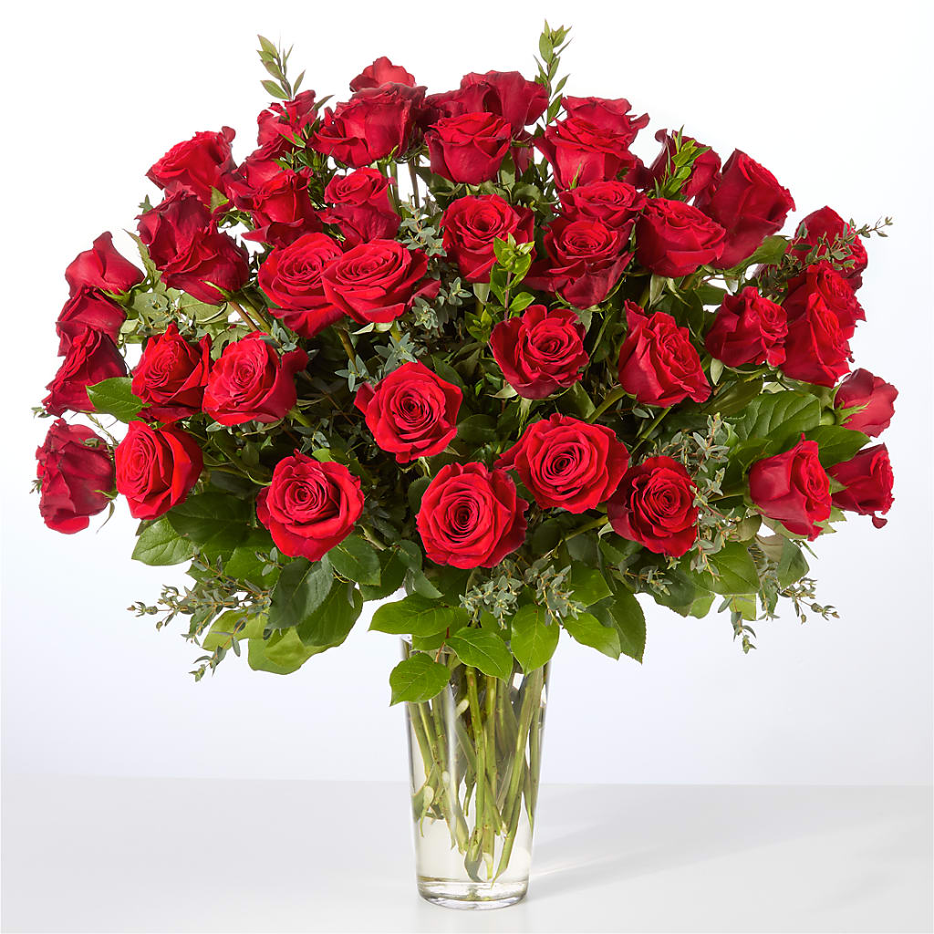 Forever Yours Fifty Stem Red Rose Bouquet – BECCA'S BLING AND BLOOMS, Millington TN